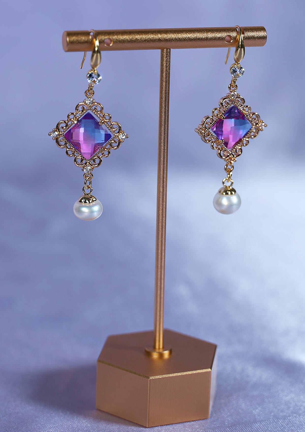 CHROMATIC DANGLE ZIRCONIA EARRINGS