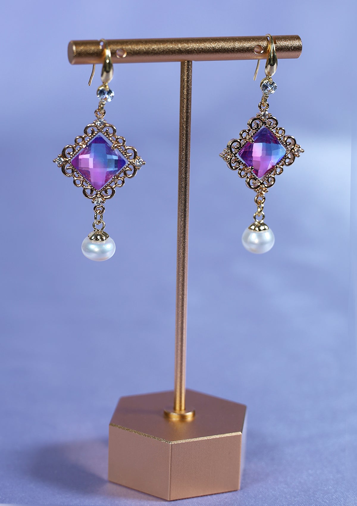 CHROMATIC DANGLE ZIRCONIA EARRINGS