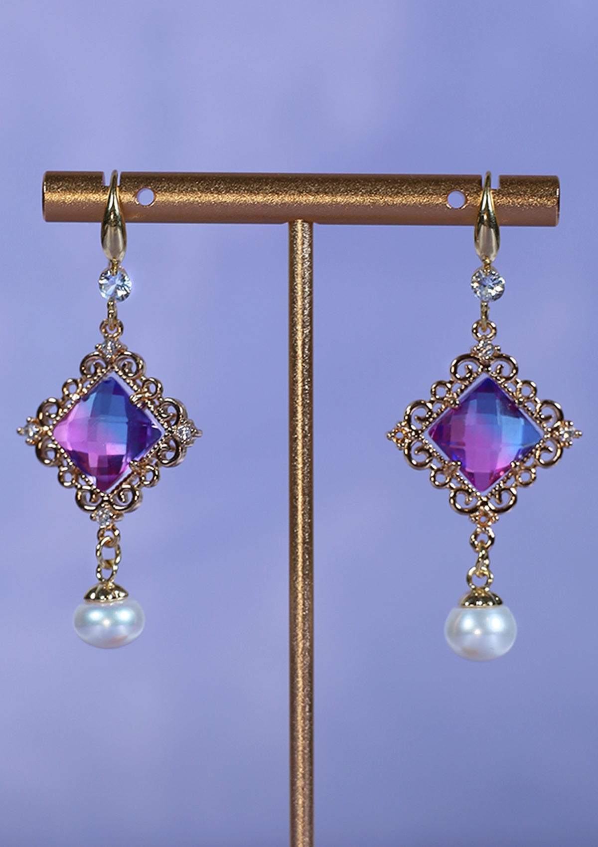 CHROMATIC DANGLE ZIRCONIA EARRINGS