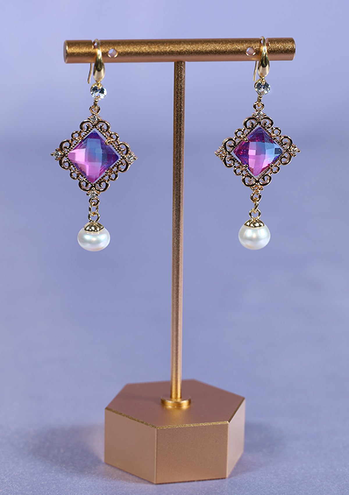 CHROMATIC DANGLE ZIRCONIA EARRINGS