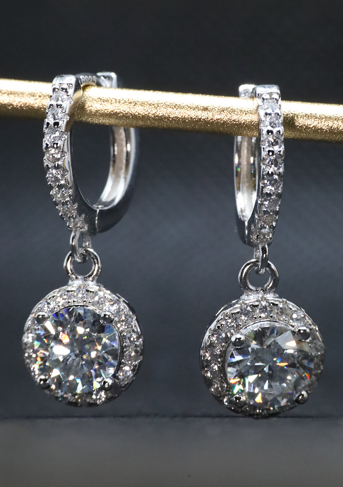 1CT MOISSANITE S925 CLASSIC ROUND DANGLE EARRINGS