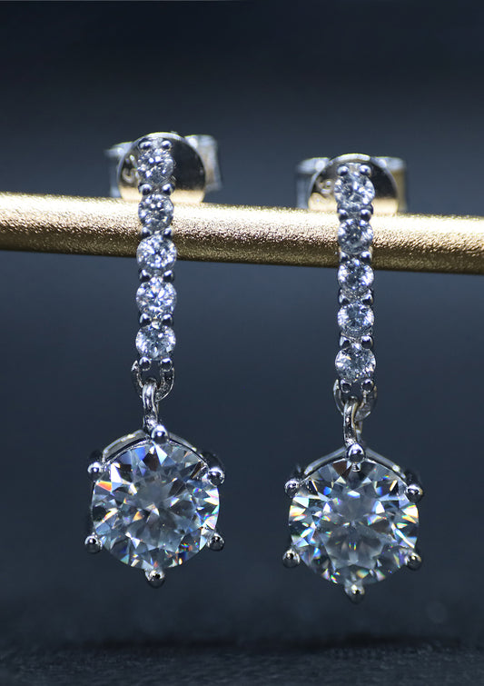 1CT MOISSANITE S925 CLASSIC TASSEL EARRINGS