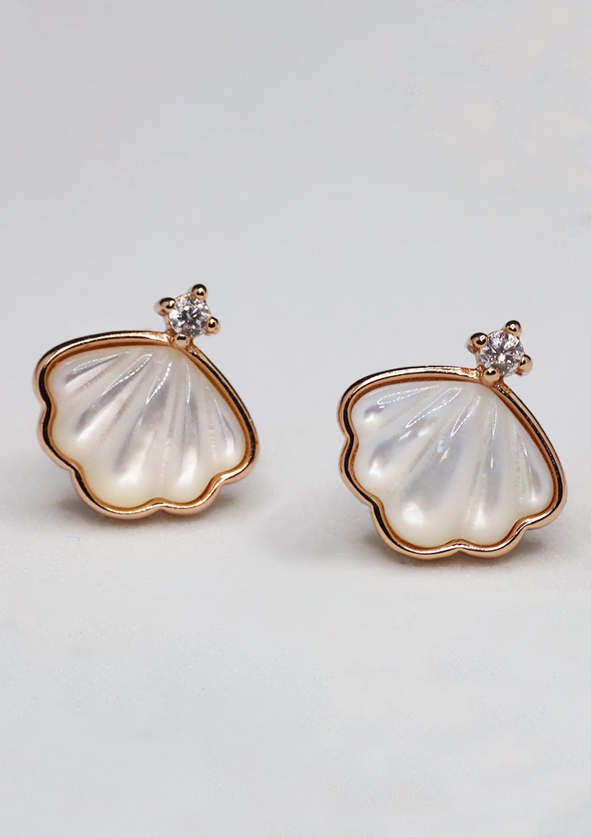 S925 PEARL SHELLFISH ROSEGOLD EARRINGS