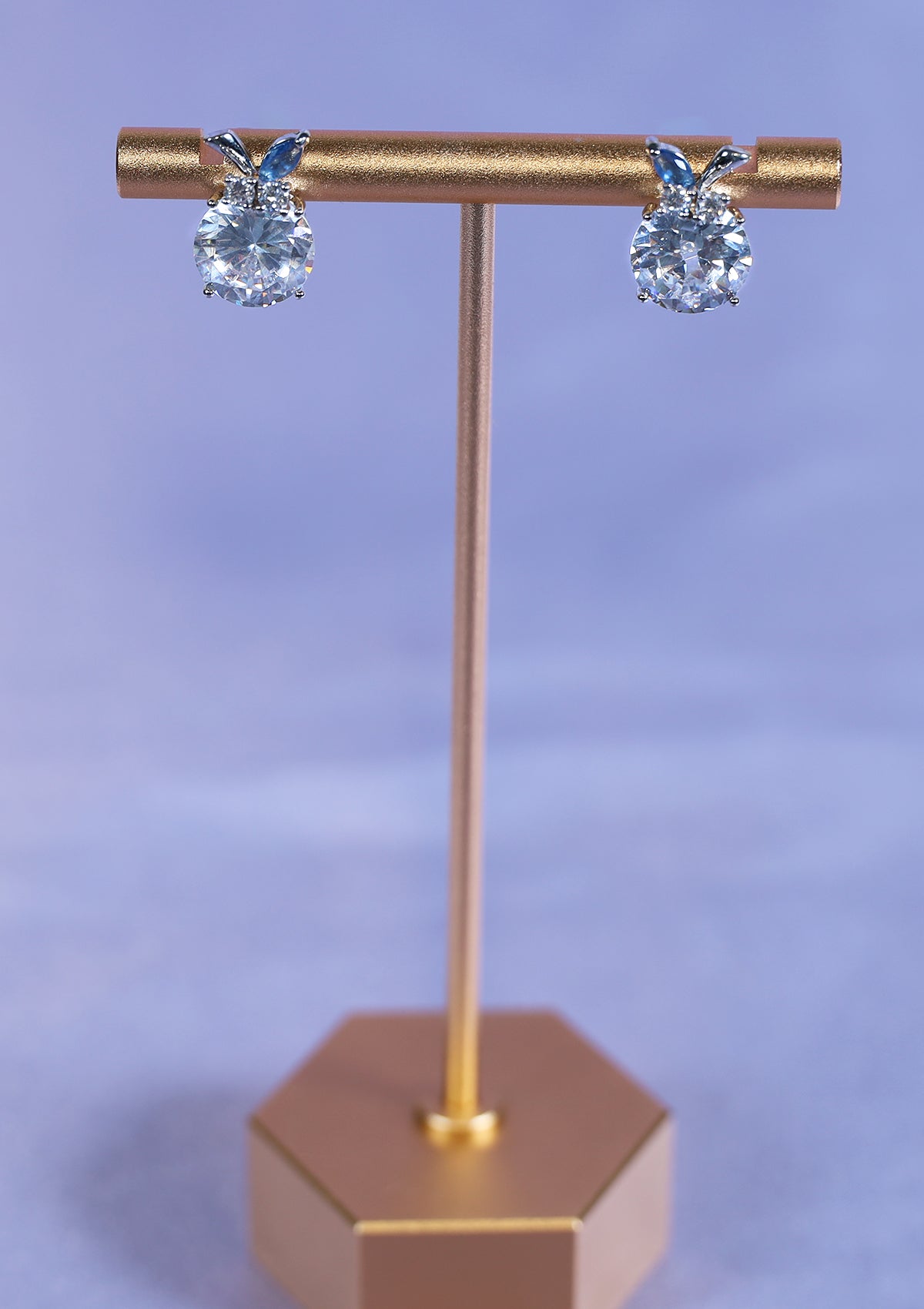 APPLE STUD WHITE GOLD ZIRCON EARRINGS