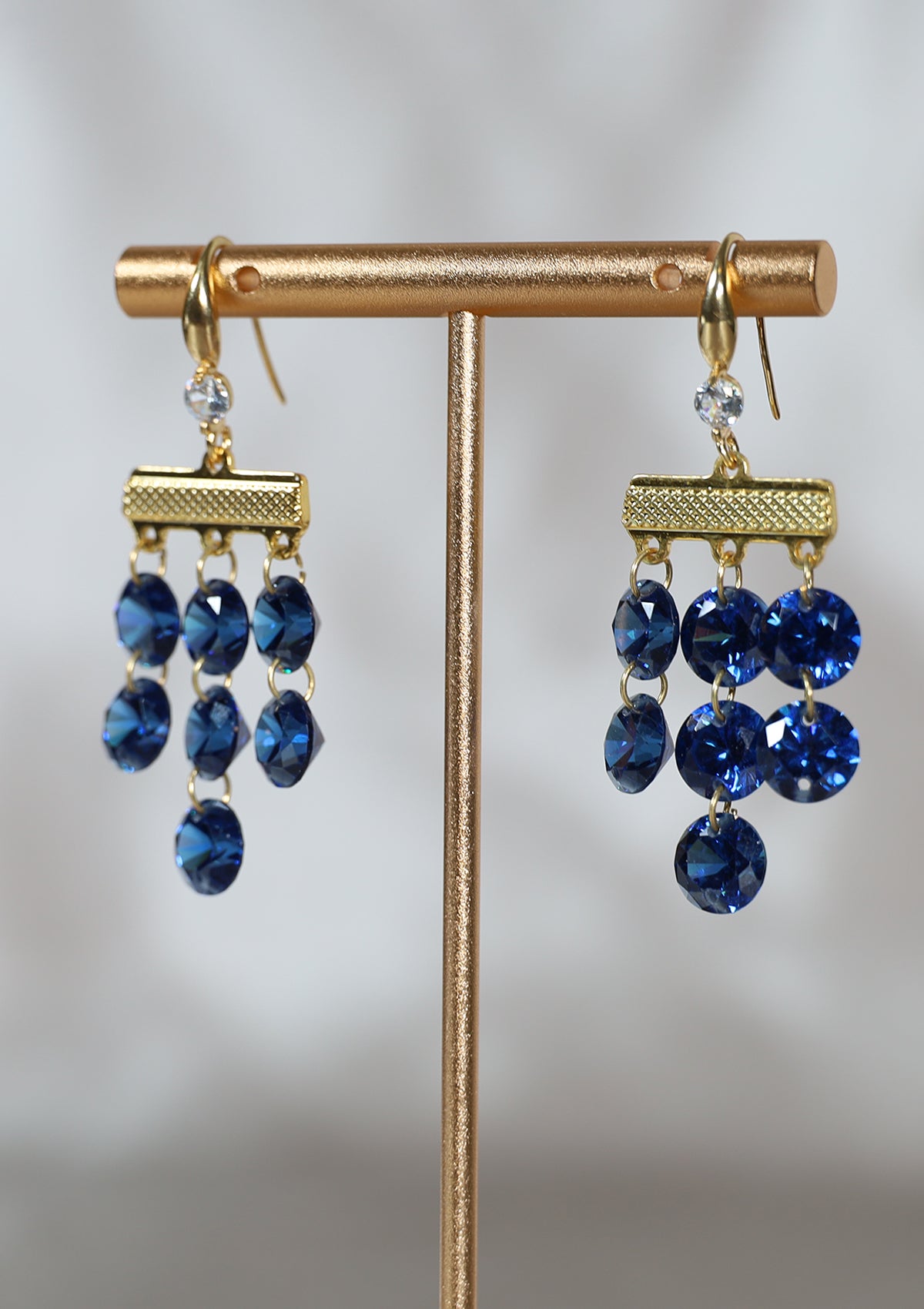 BLUE CRYSTAL DANGLE ZIRCON EARRINGS