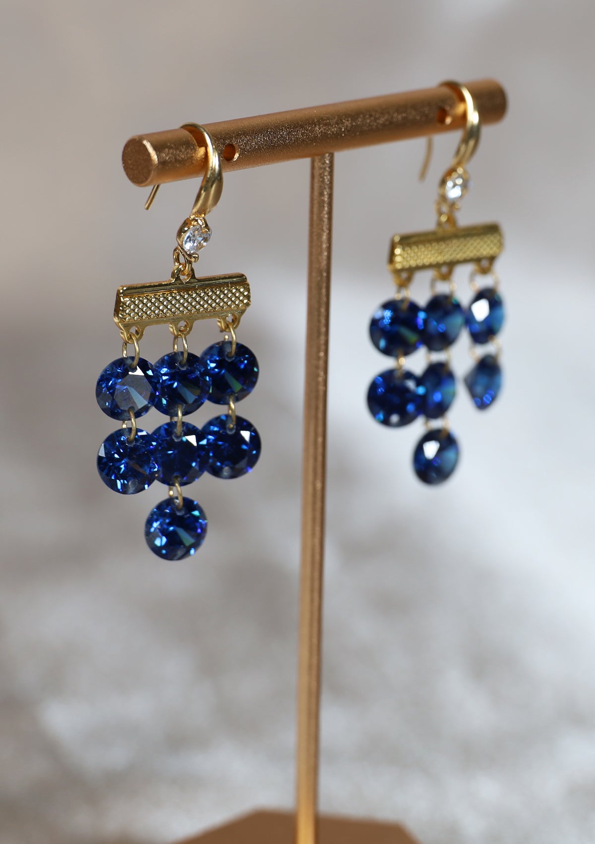 BLUE CRYSTAL DANGLE ZIRCON EARRINGS