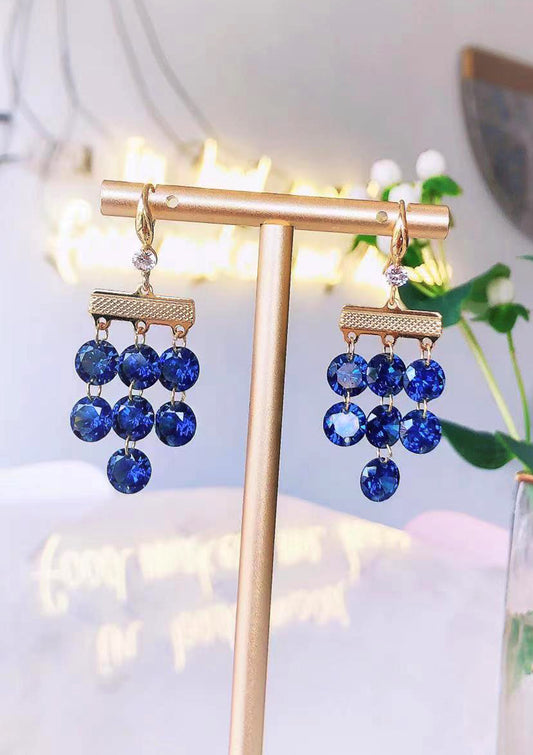 BLUE CRYSTAL DANGLE ZIRCON EARRINGS