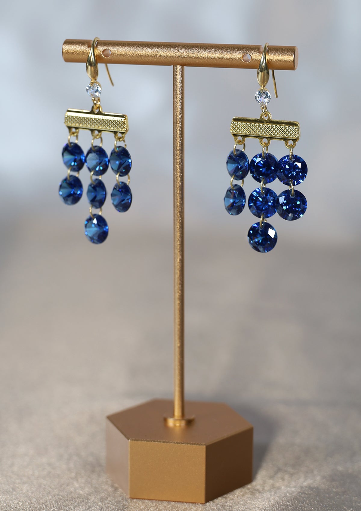 BLUE CRYSTAL DANGLE ZIRCON EARRINGS