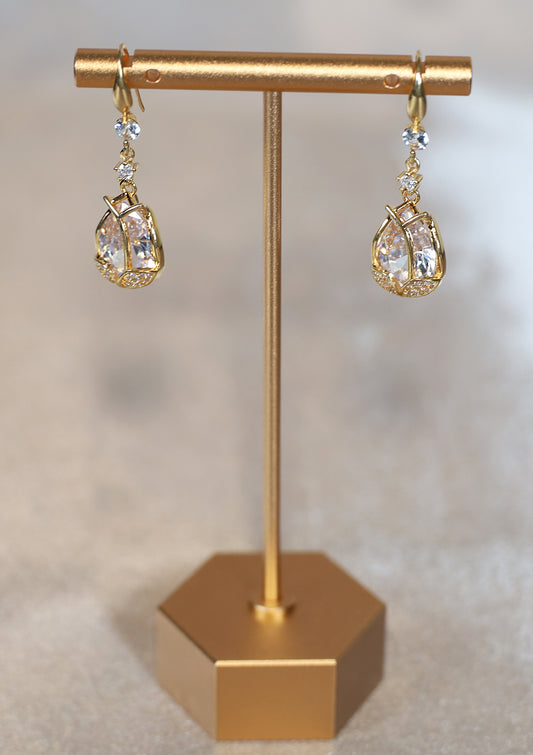 DANGLE CRYSTAL TEARDROP ZIRCON EARRINGS