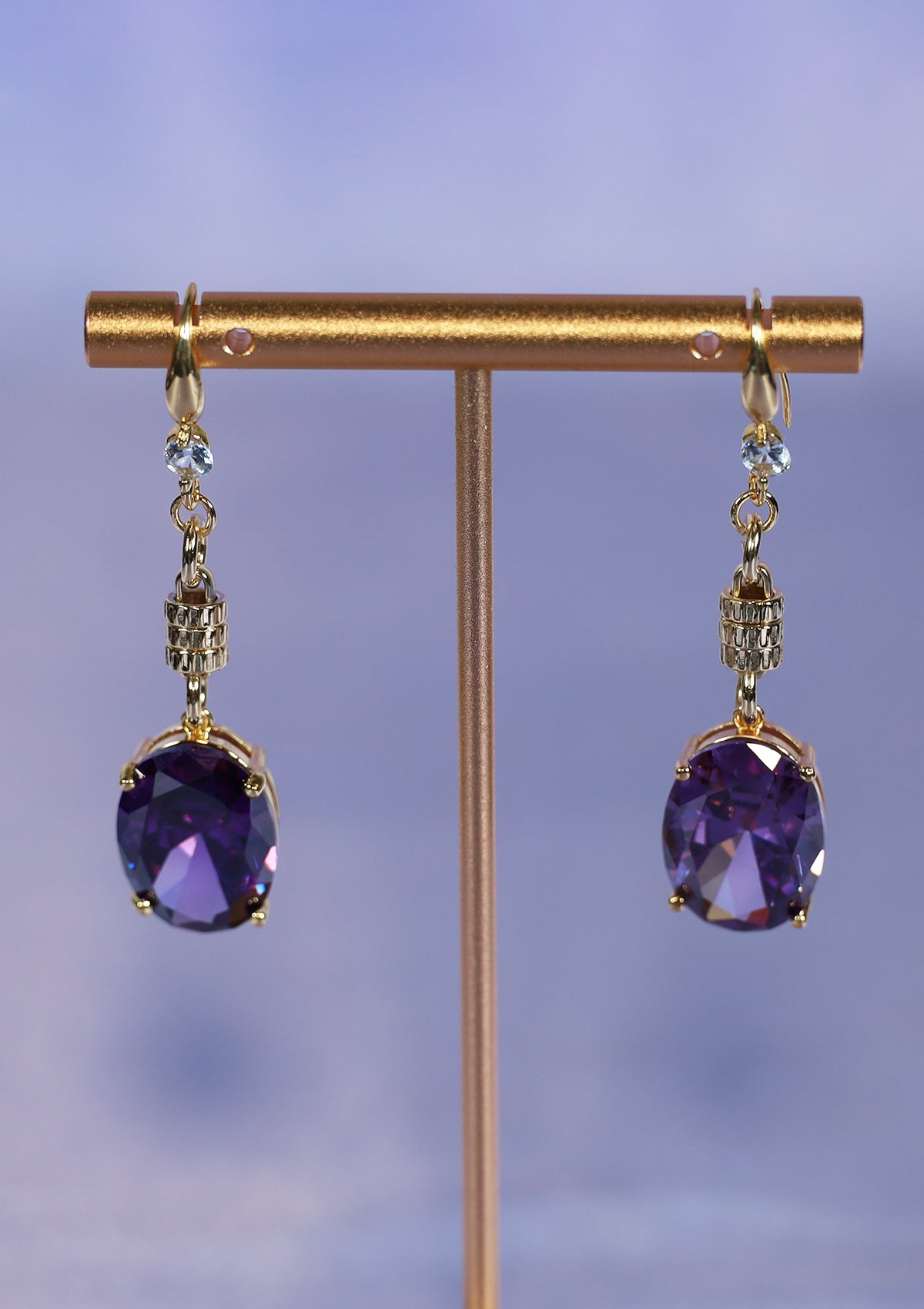 INDIGO DANGLE ZIRCON EARRINGS