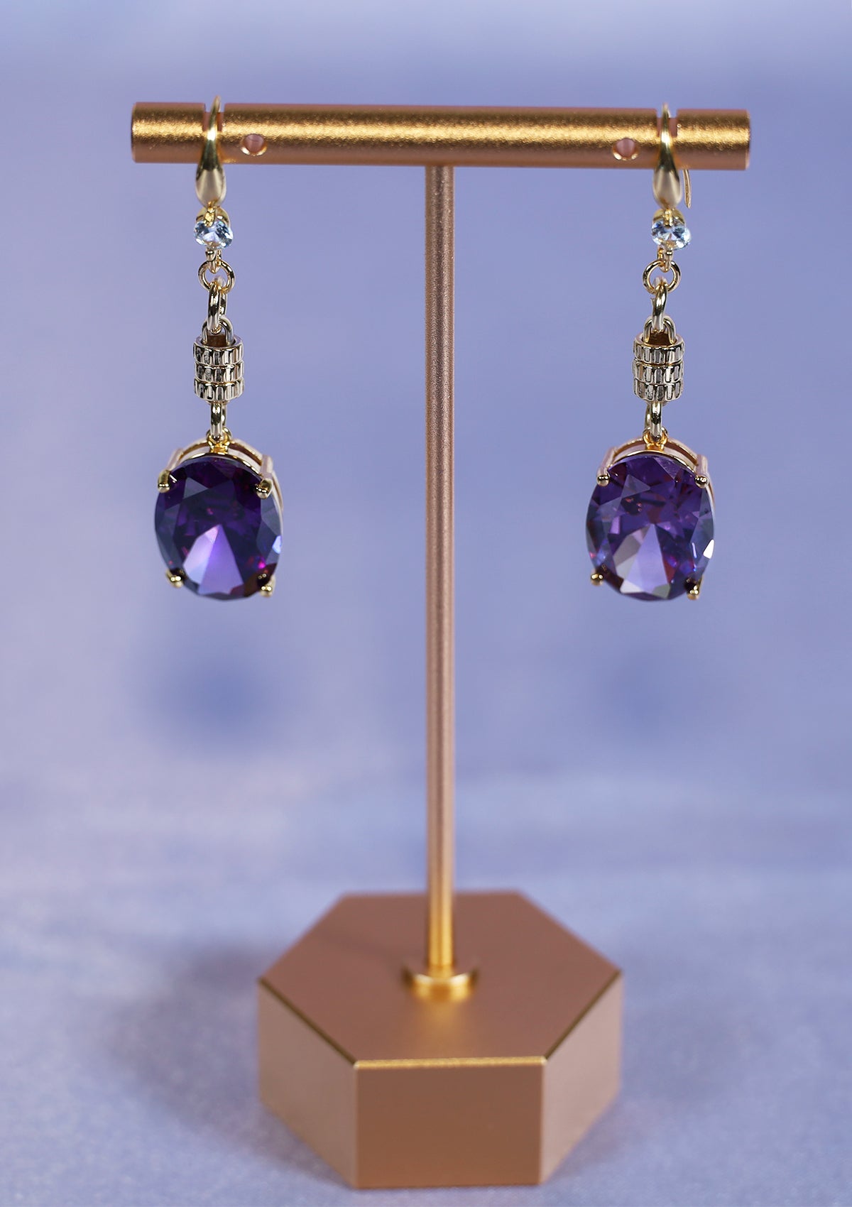 INDIGO DANGLE ZIRCON EARRINGS