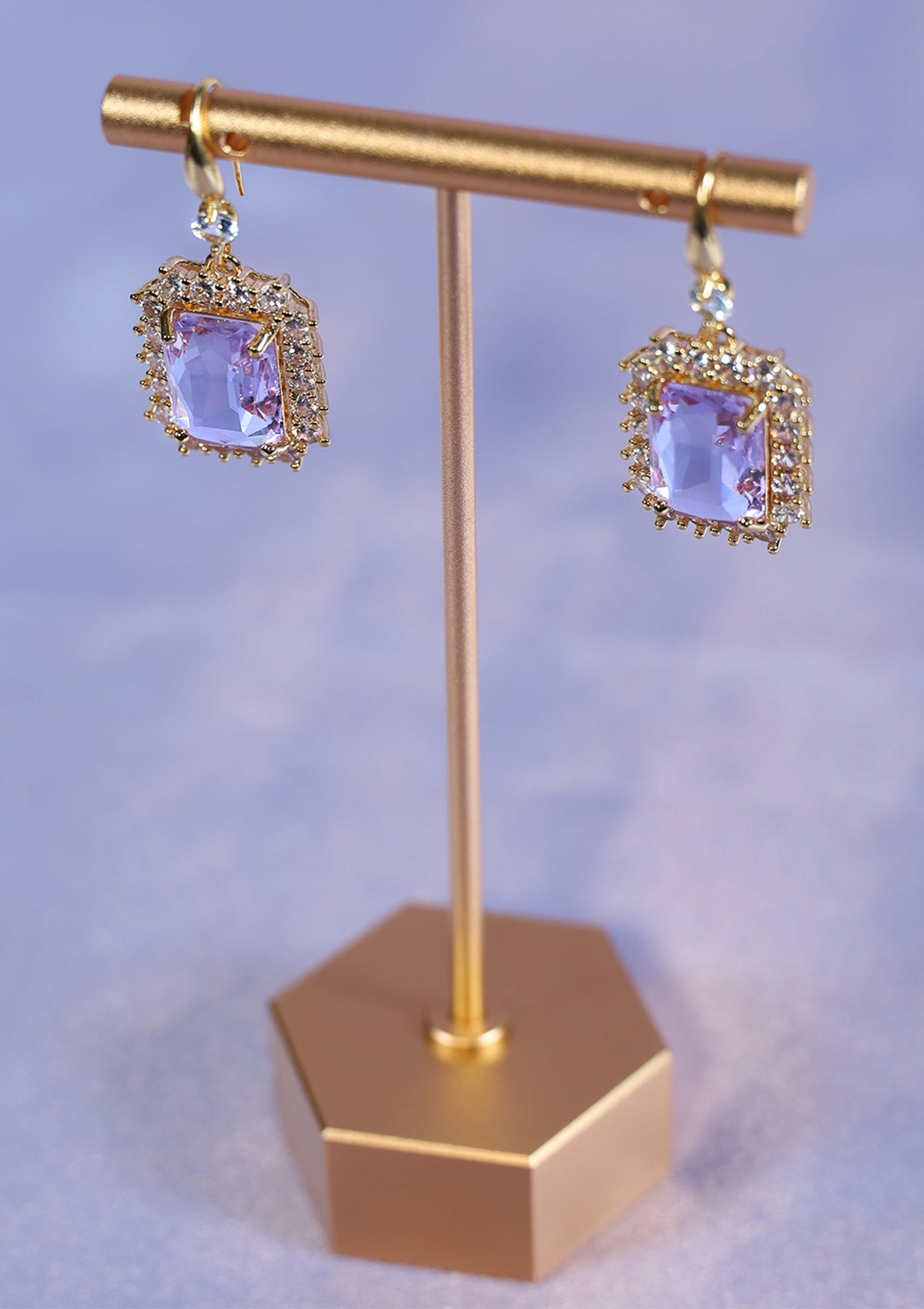 SUNBURST DANGLE 18K GOLD ZIRCON EARRINGS