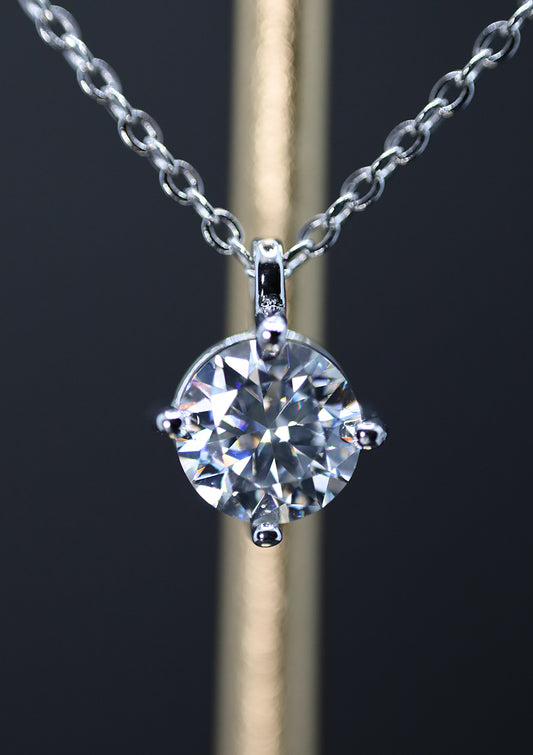 1CT MOISSANITE FOURCLAW STERLING SILVER NECKLACE