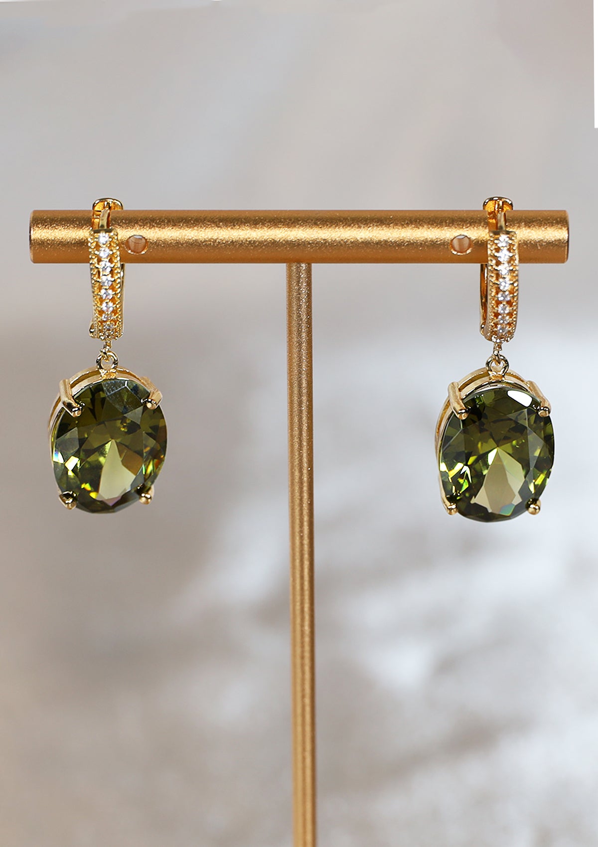 OLIVE DANGLE ZIRCON EARRINGS