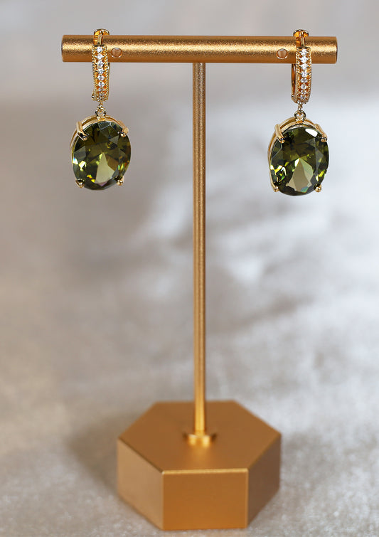 OLIVE DANGLE ZIRCON EARRINGS