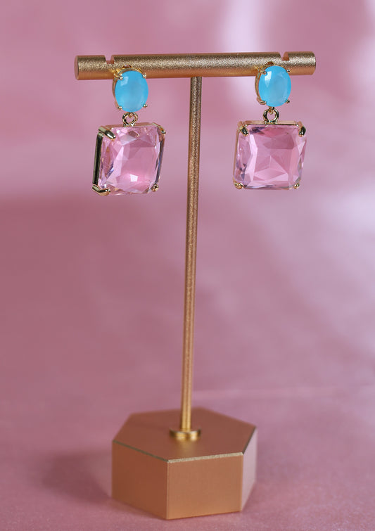 SKY PINK ZIRCON DANGLE EARRINGS