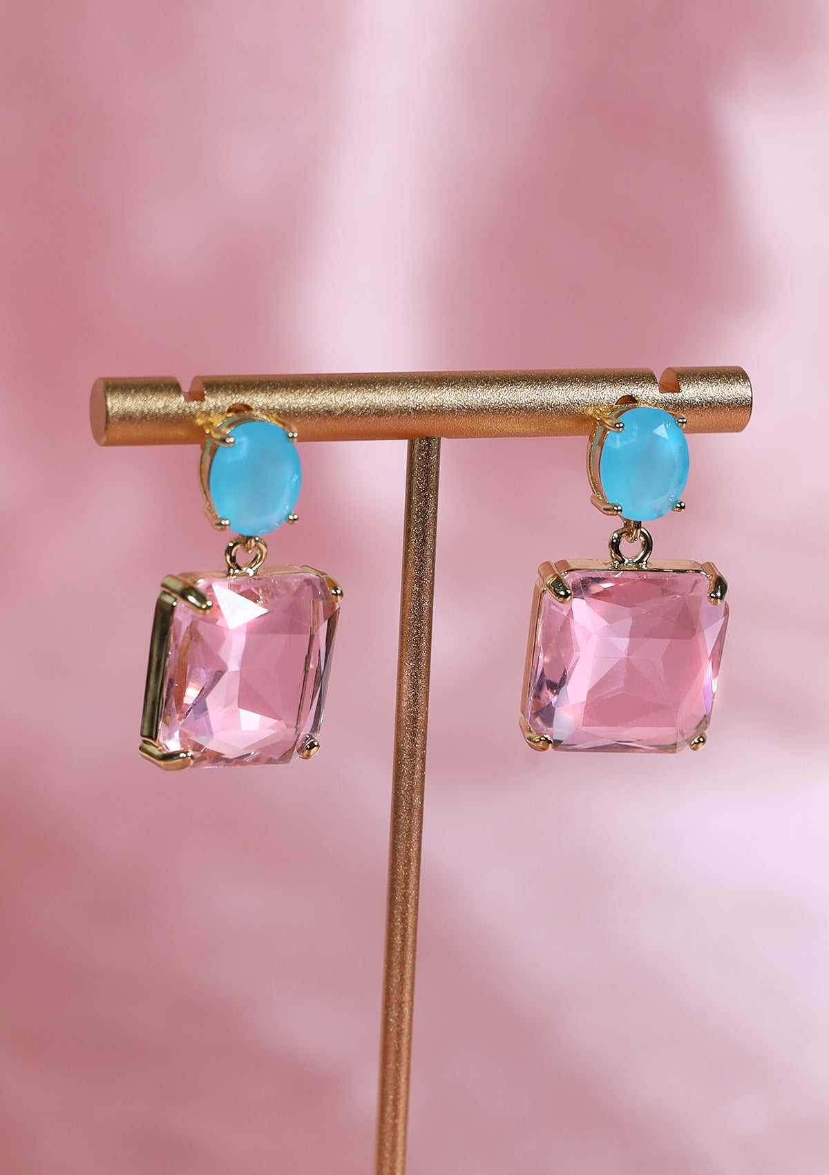 SKY PINK ZIRCON DANGLE EARRINGS