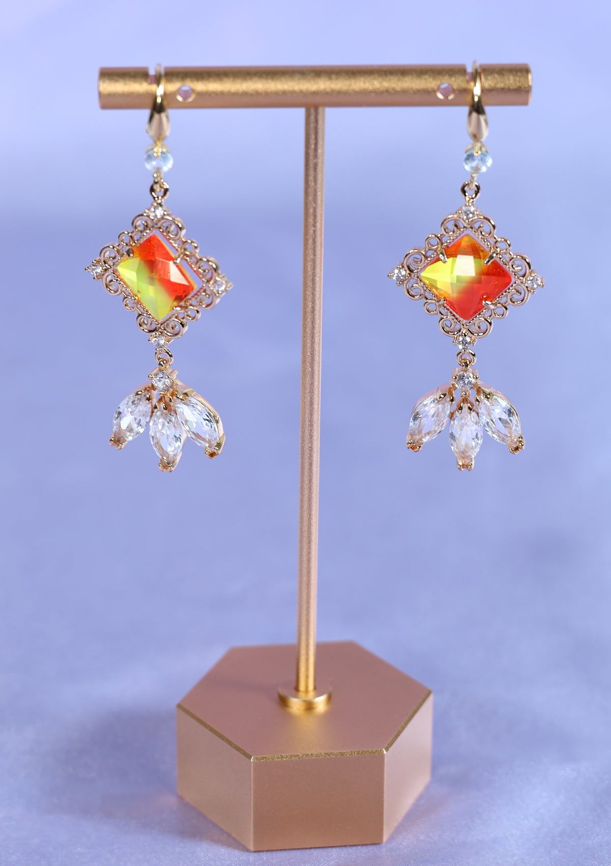 SUNFIRE DANGLE ZIRCON EARRINGS