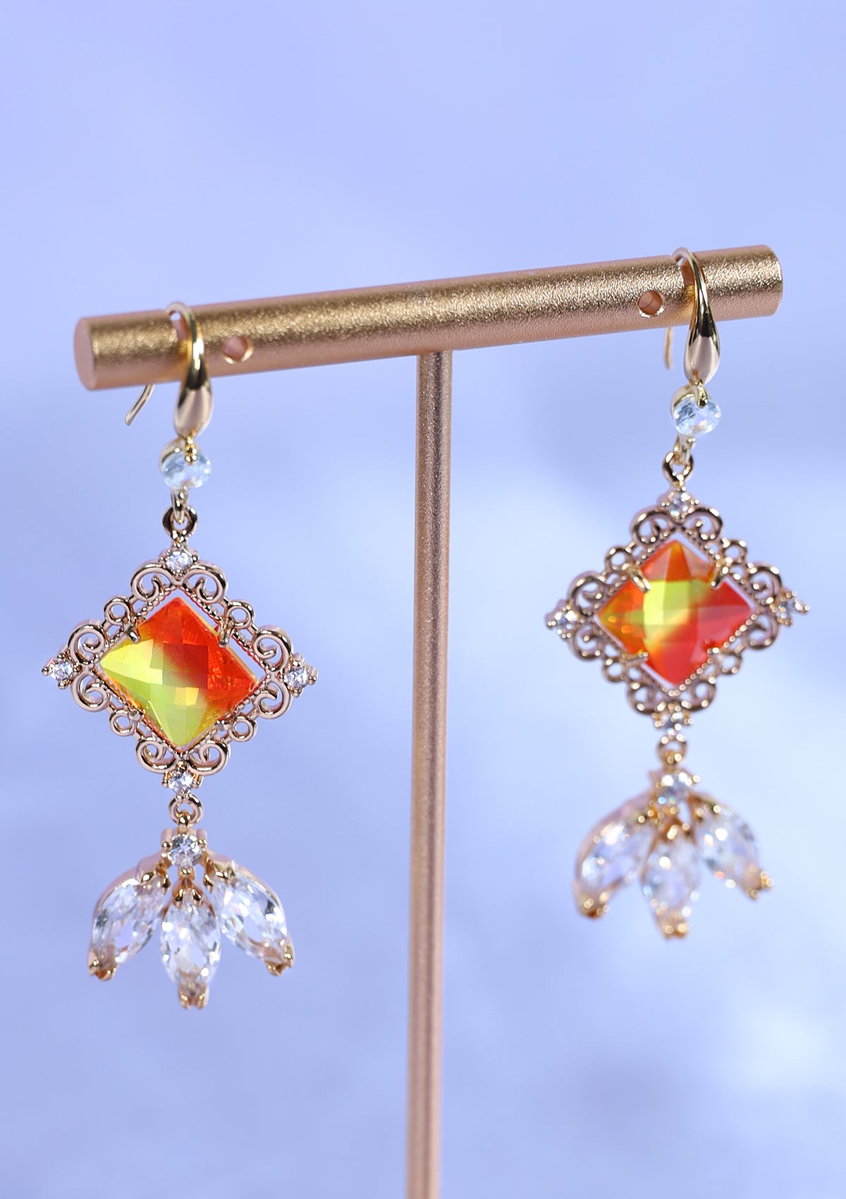 SUNFIRE DANGLE ZIRCON EARRINGS