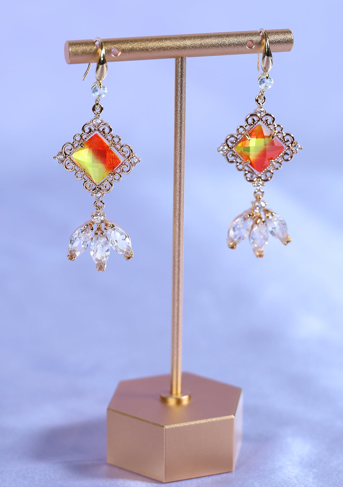 SUNFIRE DANGLE ZIRCON EARRINGS