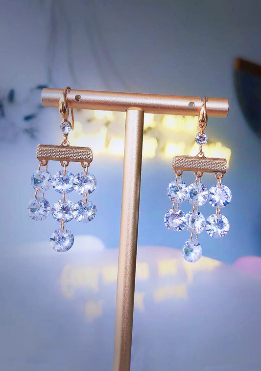 WHITE CRYSTAL DANGLE ZIRCON EARRINGS