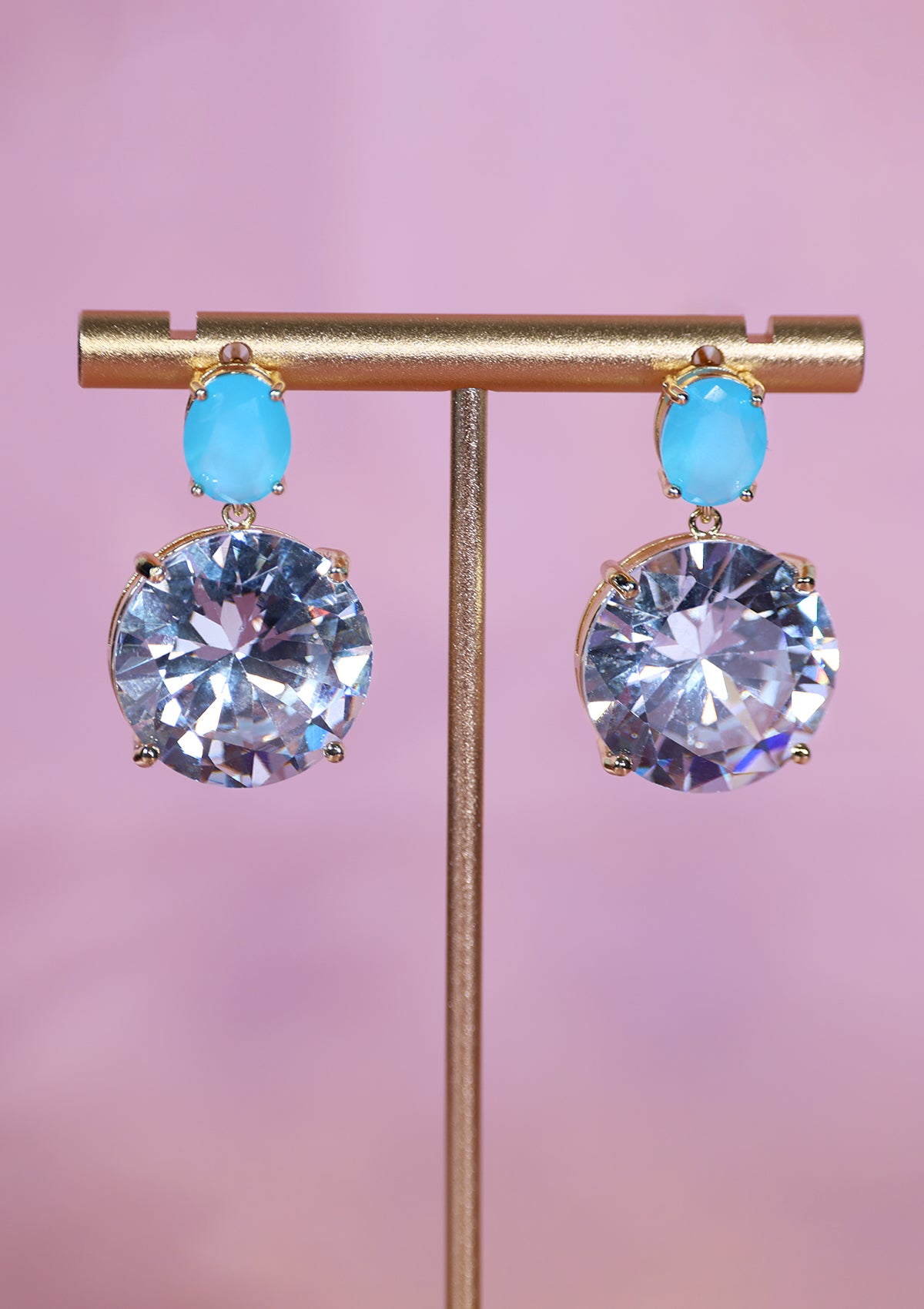 ROUND CRYSTAL SKY ZIRCON EARRINGS