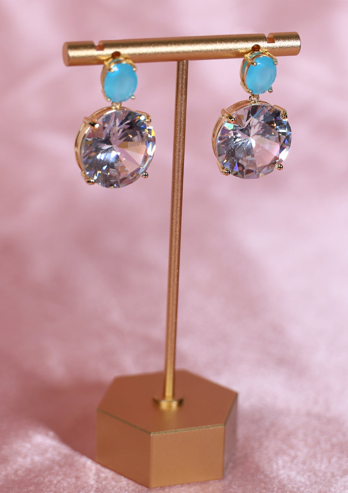 ROUND CRYSTAL SKY ZIRCON EARRINGS