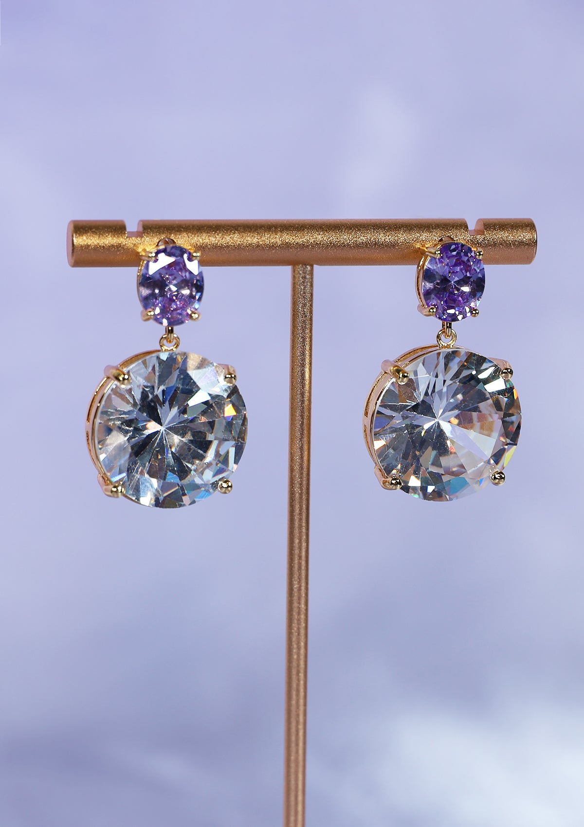 ROUND CRYSTAL TANZANITE ZIRCON EARRINGS